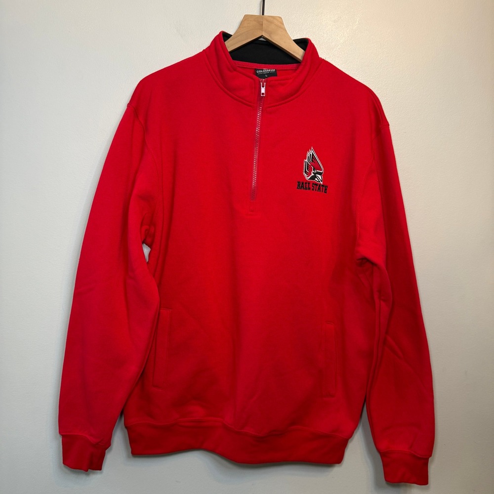 Colosseum Ball State Cardinals Men Quarter Zip Fleece Pullover Sweatshirt Large